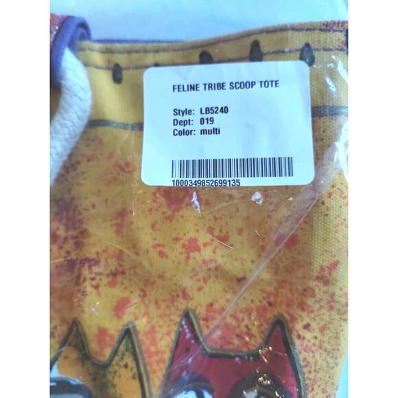 Laurel Burch NEW Scoop Tote Zipper Top FELINE TRIBE Artsy Cats Bright Happy Bag - Picture 6 of 12